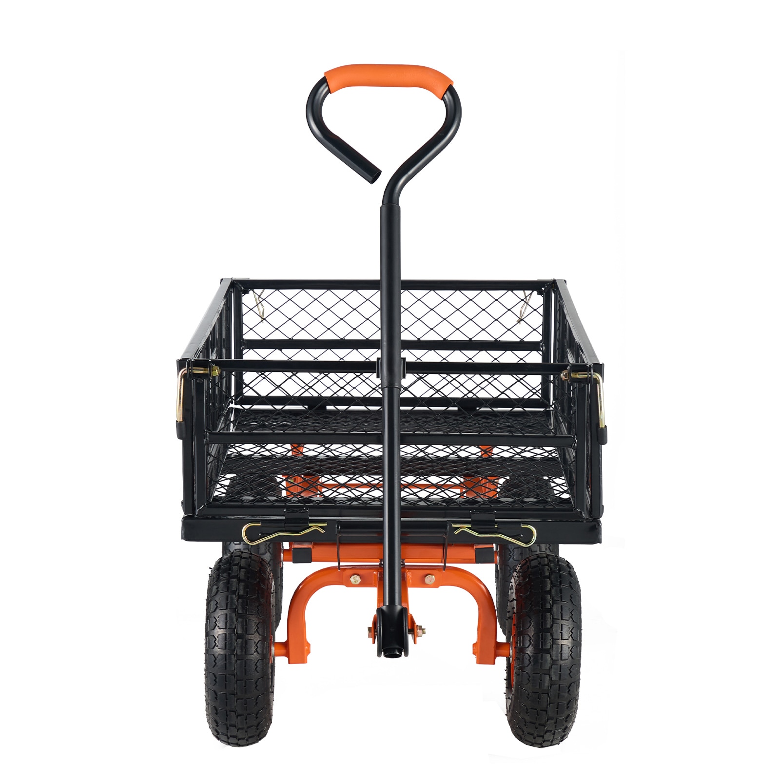 Garden Dump Cart With 2-in-1 Handle Heavy Duty Metal Wagon_voghion.com